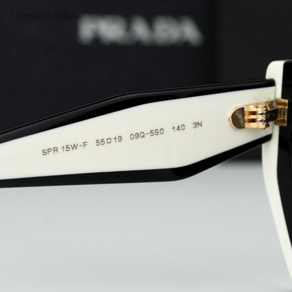 Prada Women Sunglasses Black Dark Grey Square PR15WSF 09Q5S0 BRAND NEW - Picture 5 of 11
